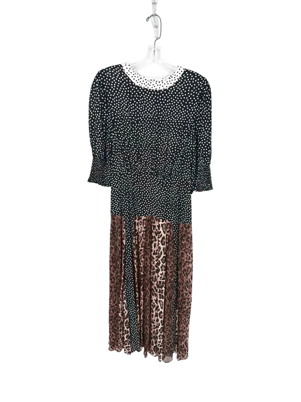 RIXO Size Wmn's XS black & brown Print Midi-Dress