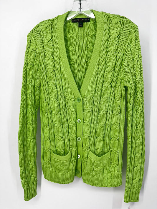 RALPH LAUREN BLACK LABEL Size L Lime Green Knit Cardigan