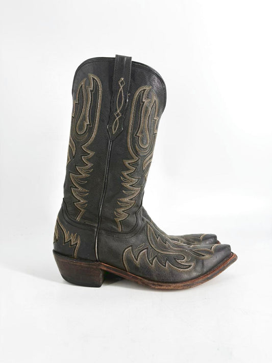 LUCHESSE Size Men's 9.5 Black & White Western Boots
