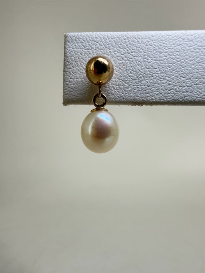 14K Gold FRESH WATER PEARLS Diamond Necklace & Earring Set