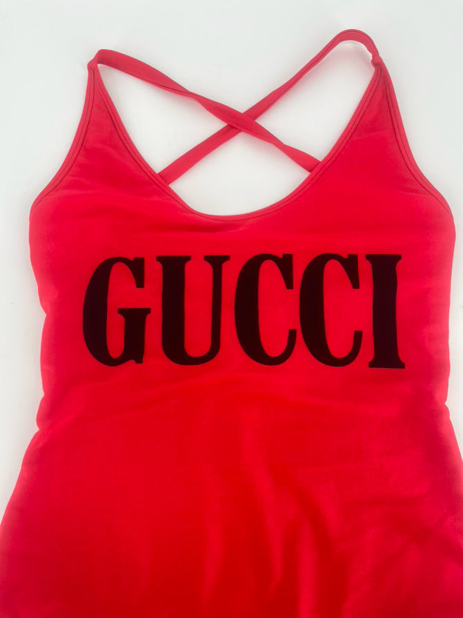 GUCCI Red & Black Size M 1pc Swimsuit