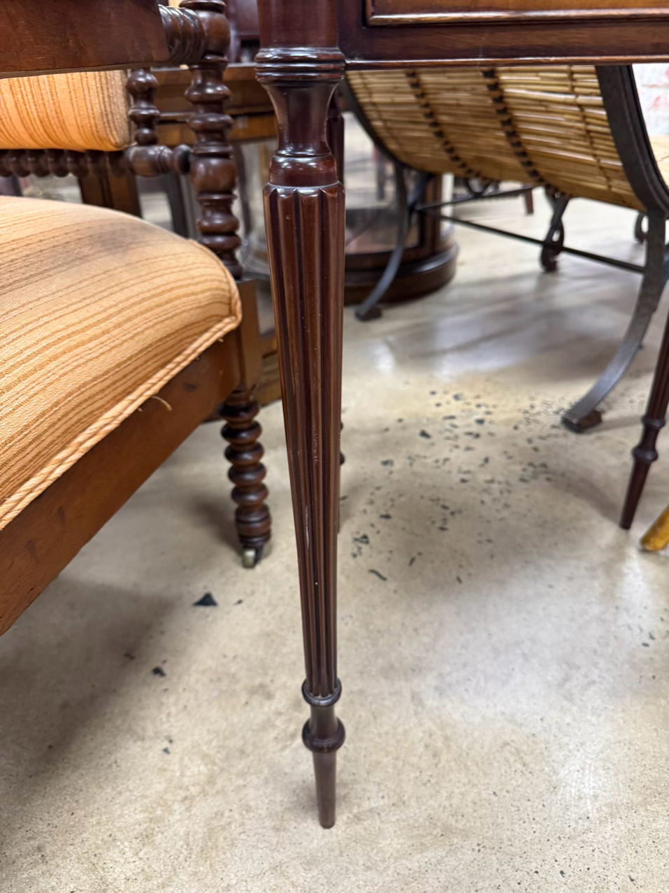 ANTIQUE Wood Sheraton 2-Drawer Side Table