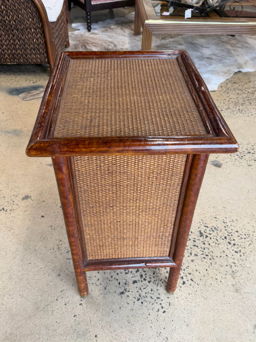 Wood & Woven Bamboo Look 3 Drawer Chest