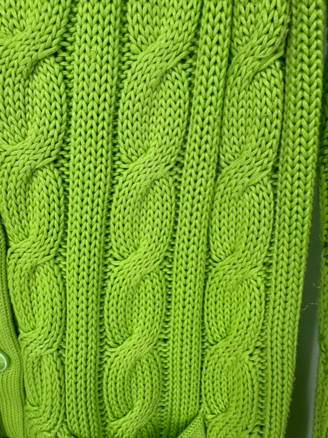 RALPH LAUREN BLACK LABEL Size L Lime Green Knit Cardigan