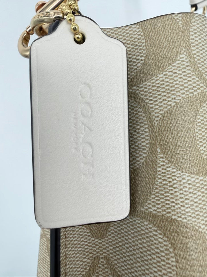 COACH Beige Coated Canvas Monogram Purse