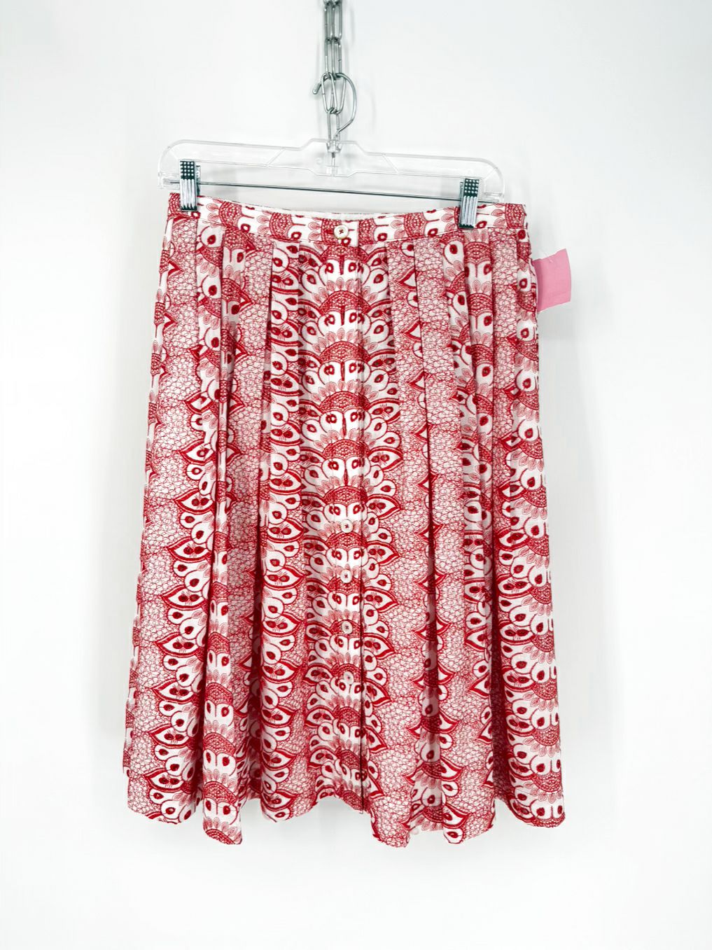 BROOKS BROTHERS Size 8 Red & Cream Embroidered Eyelet Detail Skirt NWT