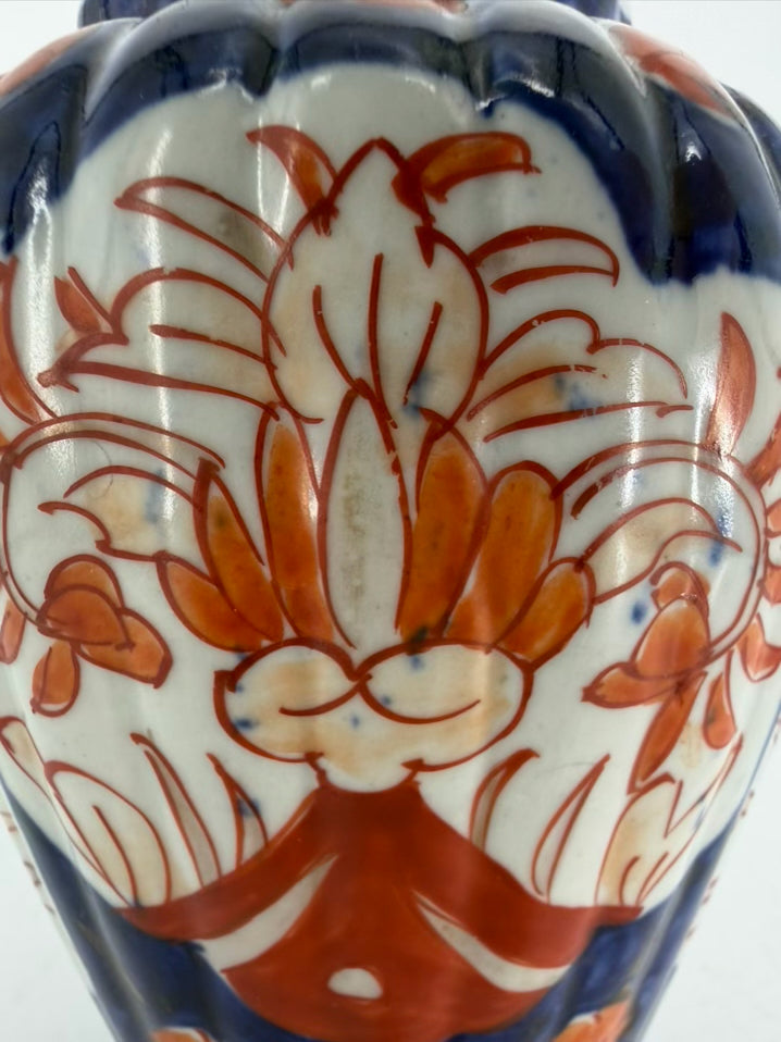 IMARI Brick, Navy & White Porcelain Vase