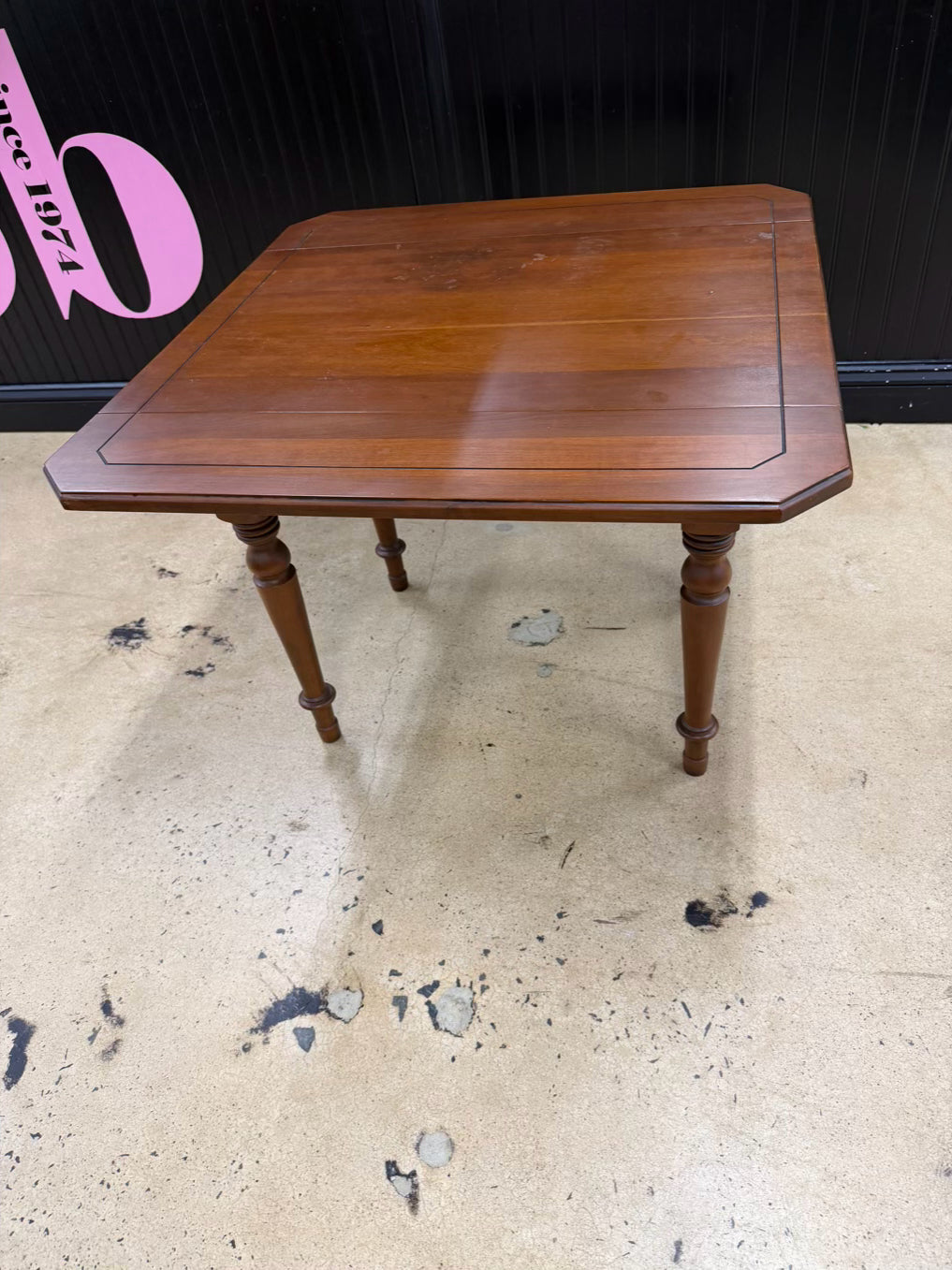TELL CITY Drop Leaf Dark Brown Wood Pair Of End Tables