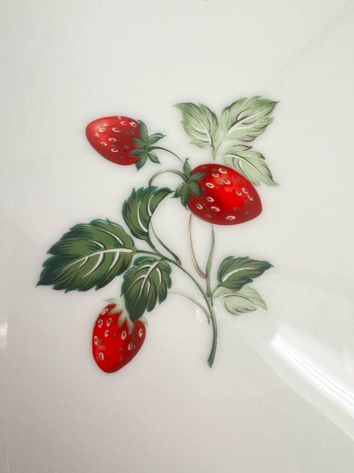ANDREA by SADAK White, Red & Green Ceramic Strawberries Pie Plate w/ Matching Server