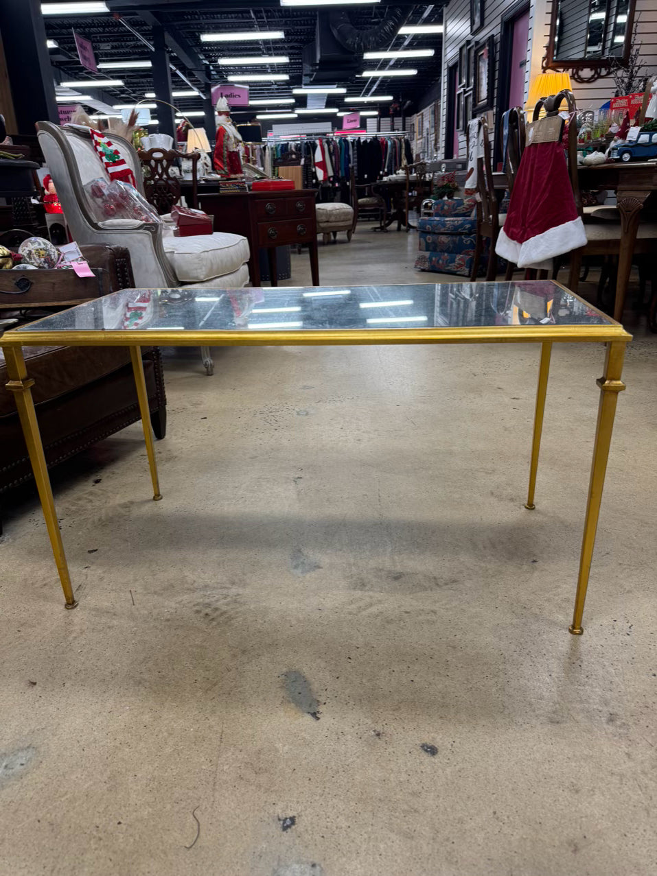 LILLIAN AUGUST Gold Mirror Top Coffee Table
