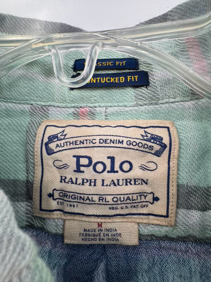 POLO RALPH LAUREN Size M Mint Plaid Long Sleeve Shirt NWT