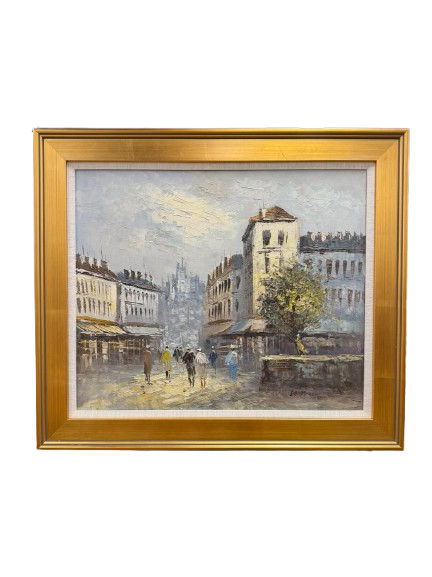 Paris Oil Painting In Gold Frame