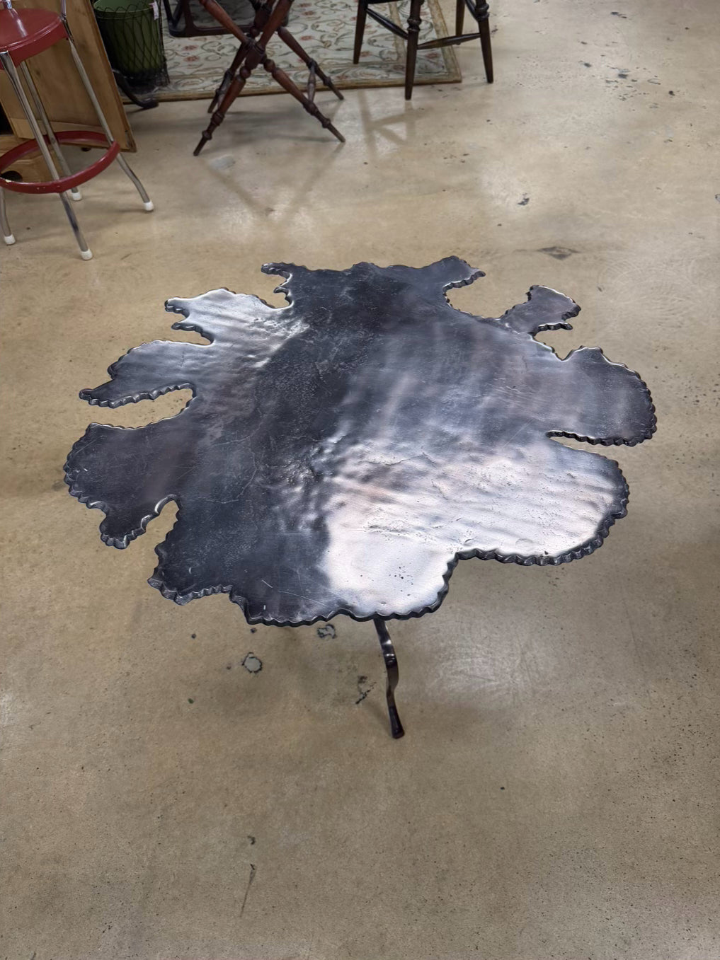 Silver Metal Occasional Table w/ Uneven edge