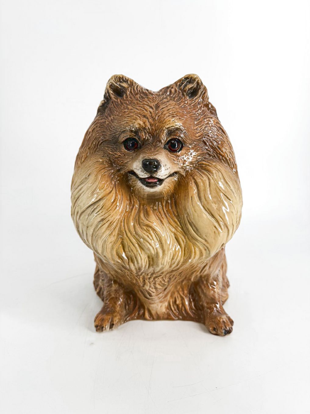 Tan Ceramic Pomeranian Dog Figure