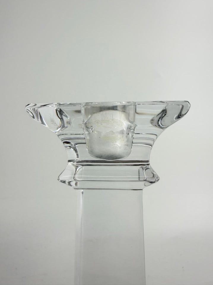 TIFFANY & CO. Clear Glass Tall Candleholder w/ Square Base