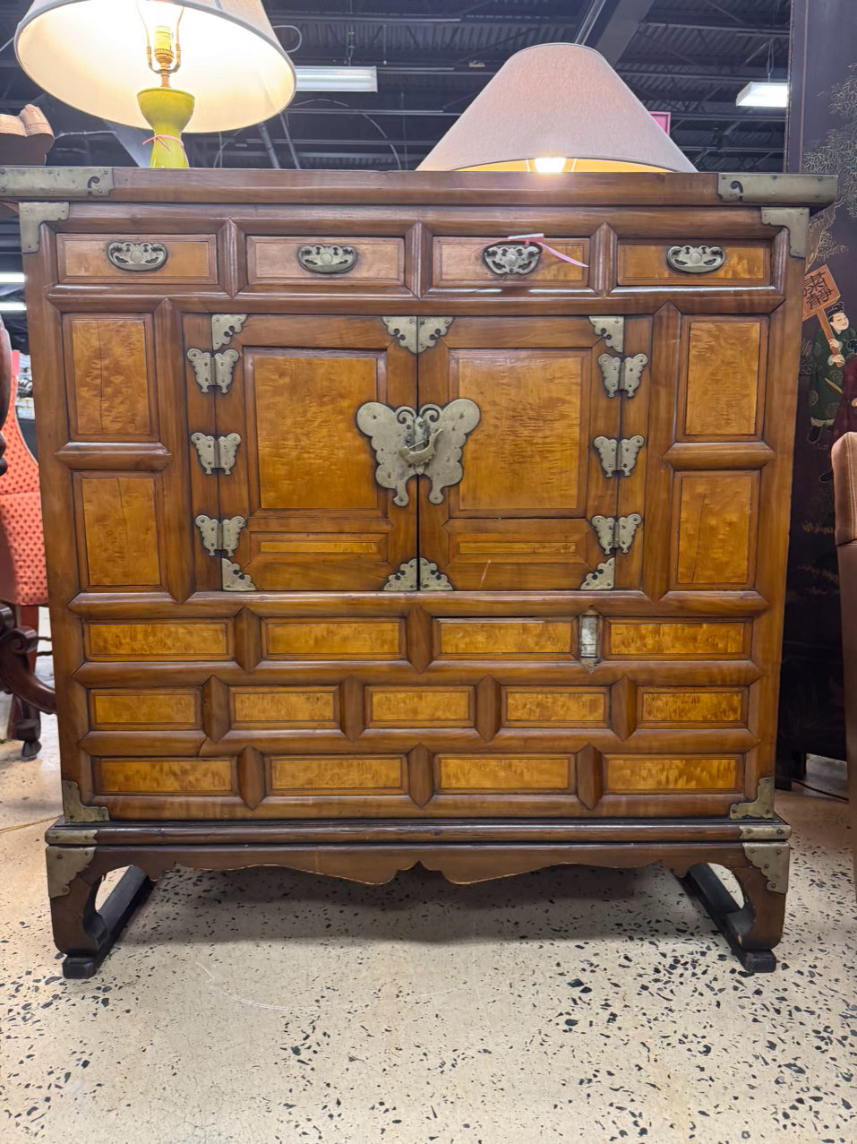 Wood & Brass Butterfly Detail Cabinet