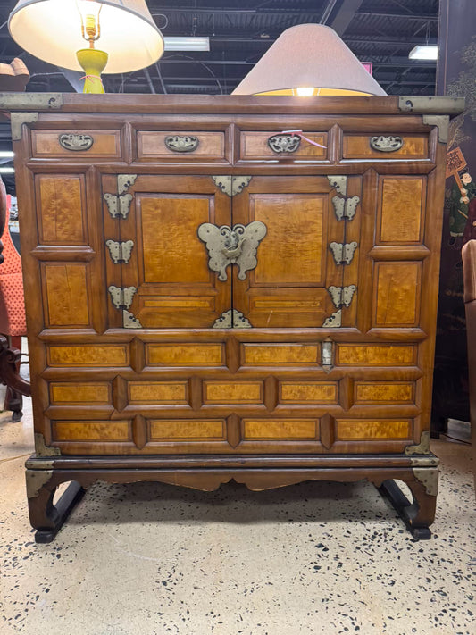 Wood & Brass Butterfly Detail Cabinet