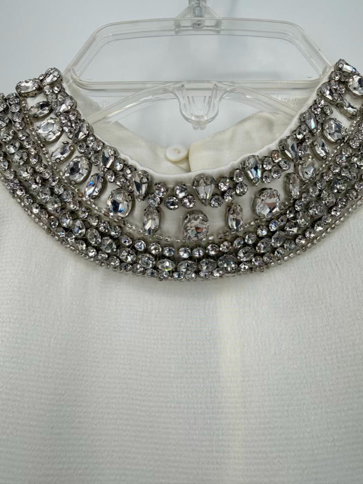 MISA LOS ANGELES Wmn's Size XS Ivory Rhinestone Detail Blouse NWT