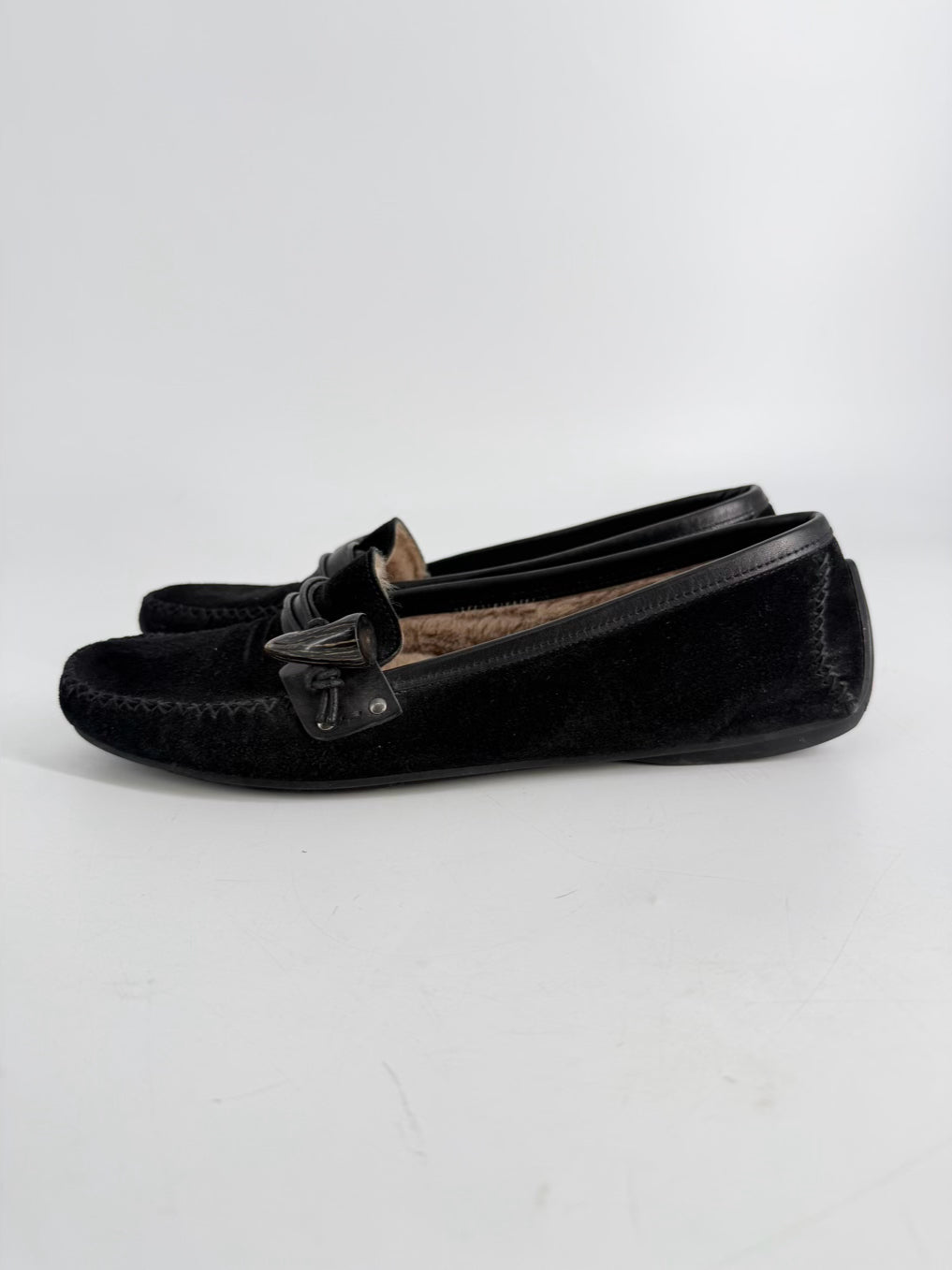 SALVATORE FERRAGAMO Size 9.5 Black Leather Flats