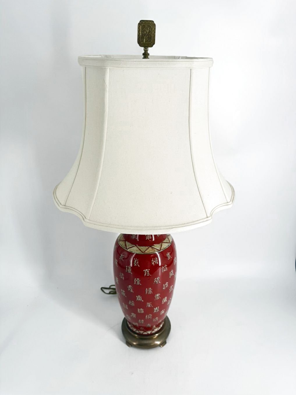 Rust & Gold Oriental Style Lamp w/ White Shade