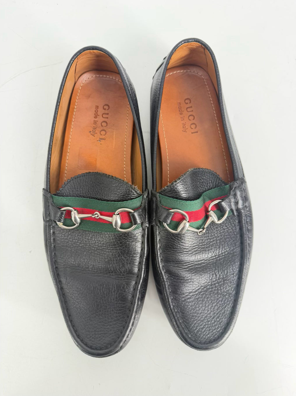 GUCCI Size 10.5 Black Leather Loafers