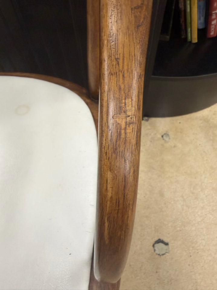 BOLING CHAIR CO By Jack Cartwright Mid Century Modern Wood & Leather Pair Of Charter Armchairs