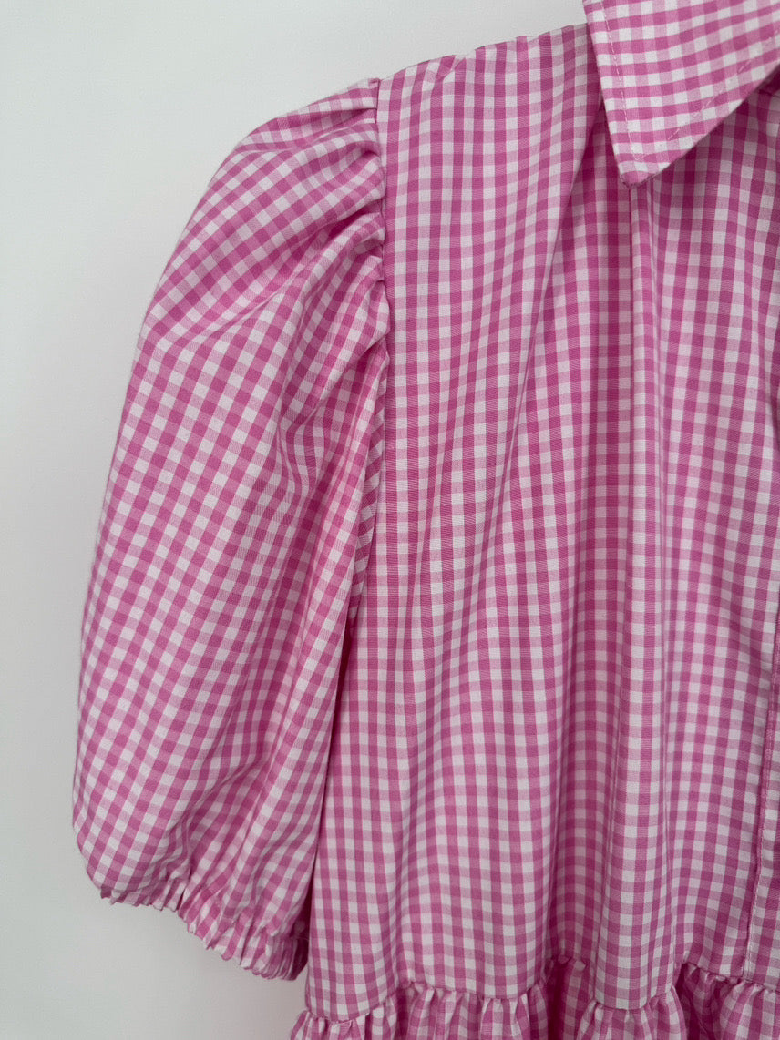 BULULU Size Wmn's L/XL pink & green Print Check Dress