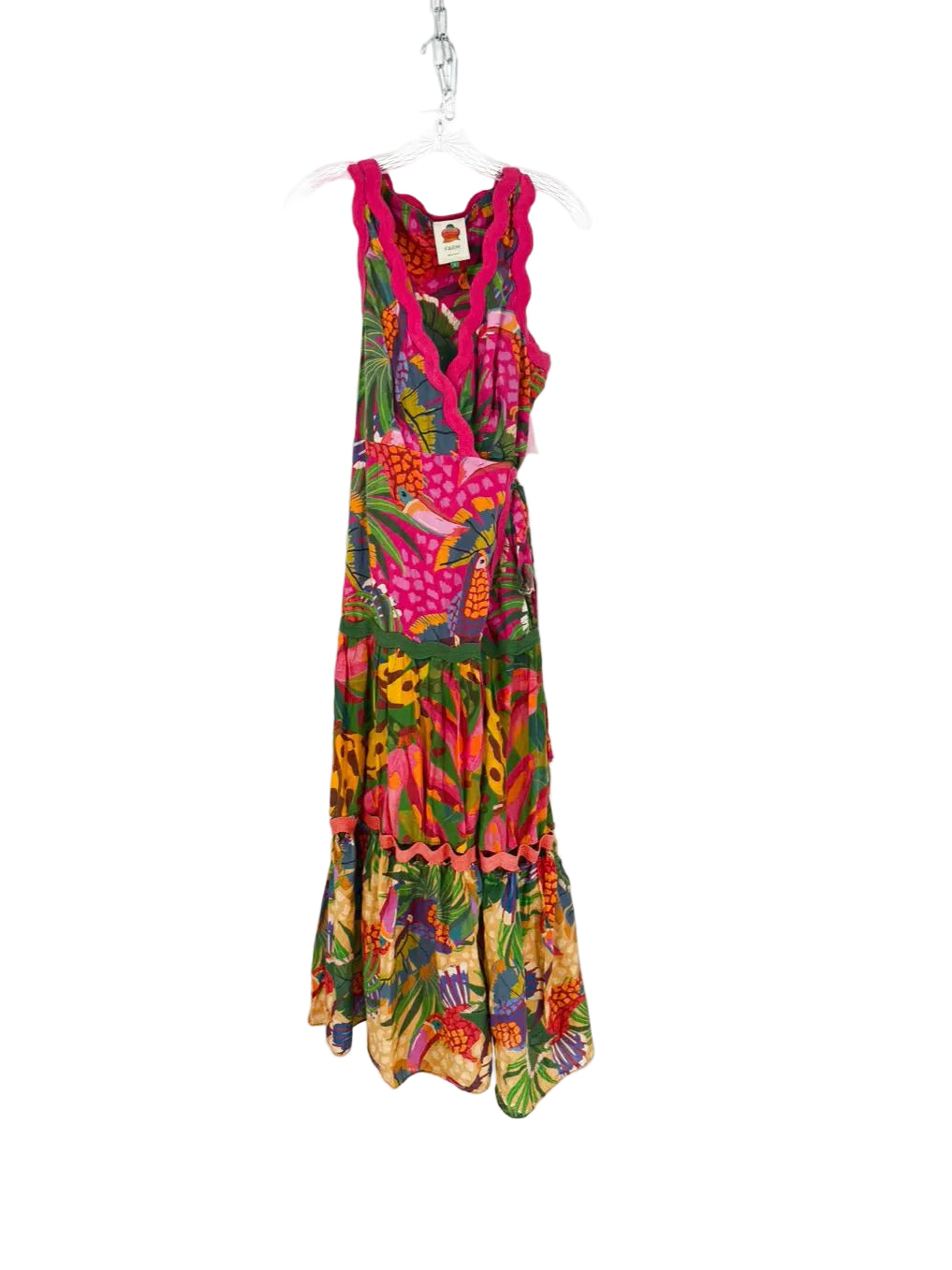 FARM RIO Size Wmn's L Magenta Tropical Sleeveless Wrap Maxi-Dress