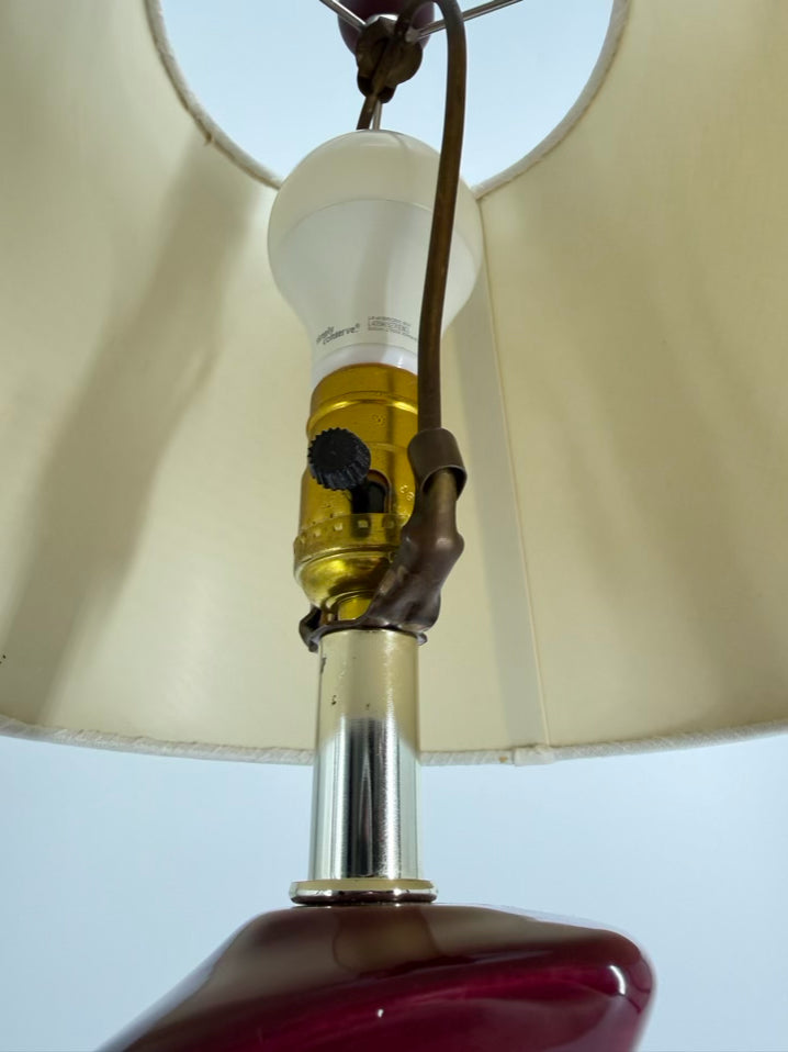 VINTAGE Purple Ceramic Lamp w/ Shade