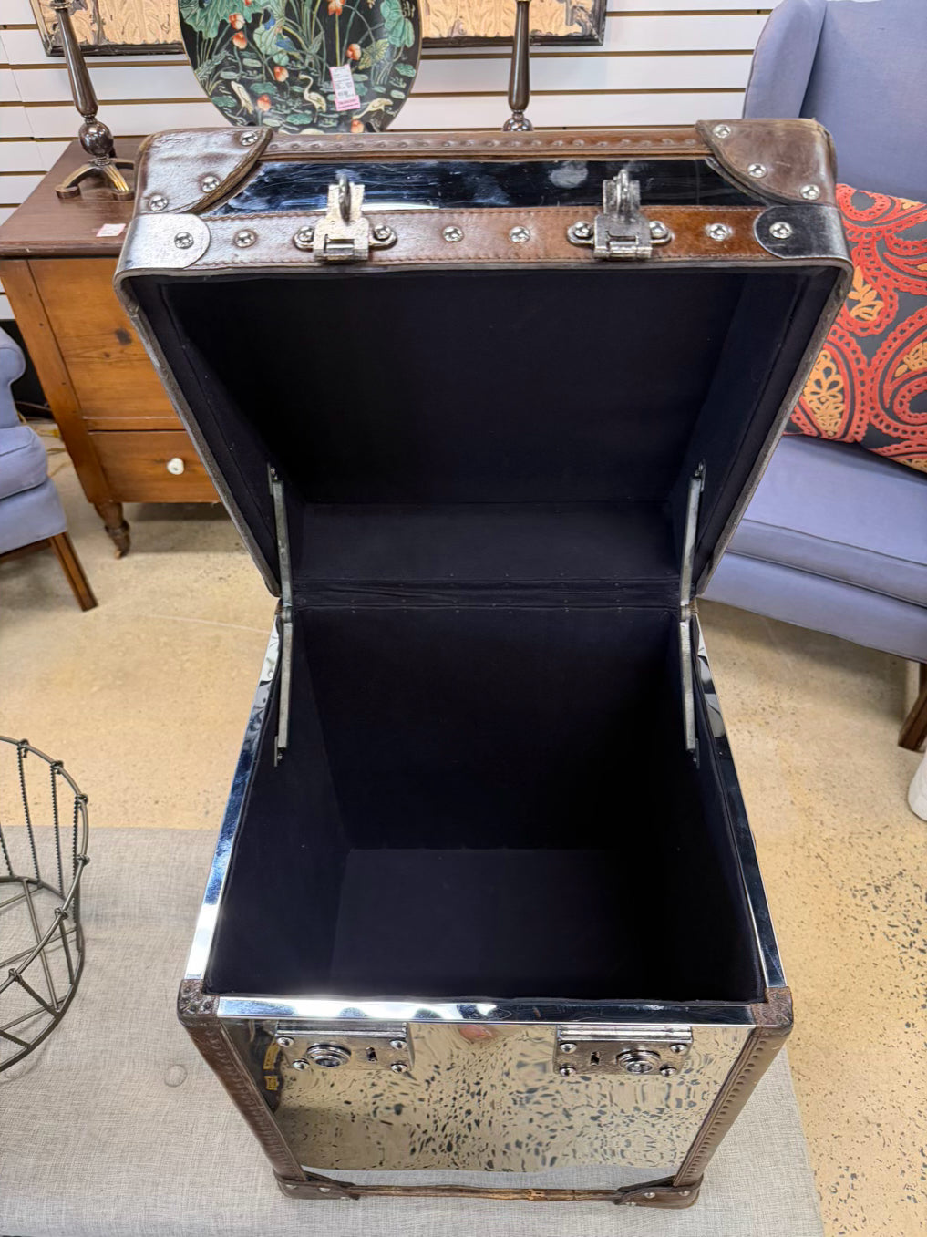 BOND ST. LONDON Timothy Oulton Steamer Steel & Leather Trunk