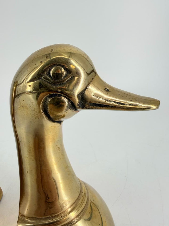 Gold Tone Brass Duck Book Ends