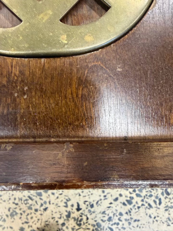 Brass Brown Wood Chippendale Side Table