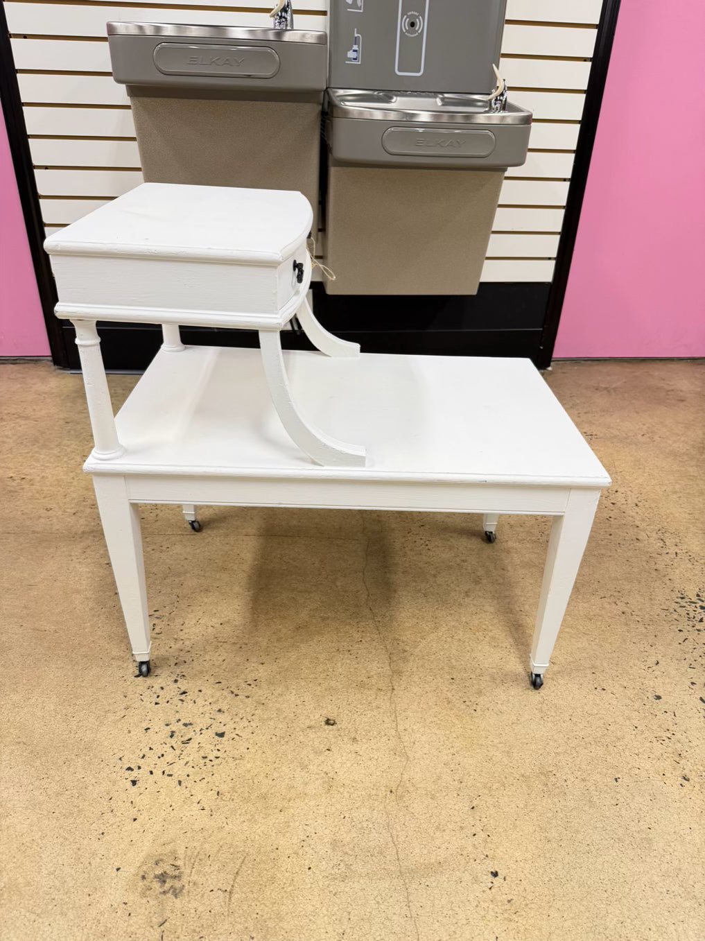 White Walnut Painted End Table w/ Drawer