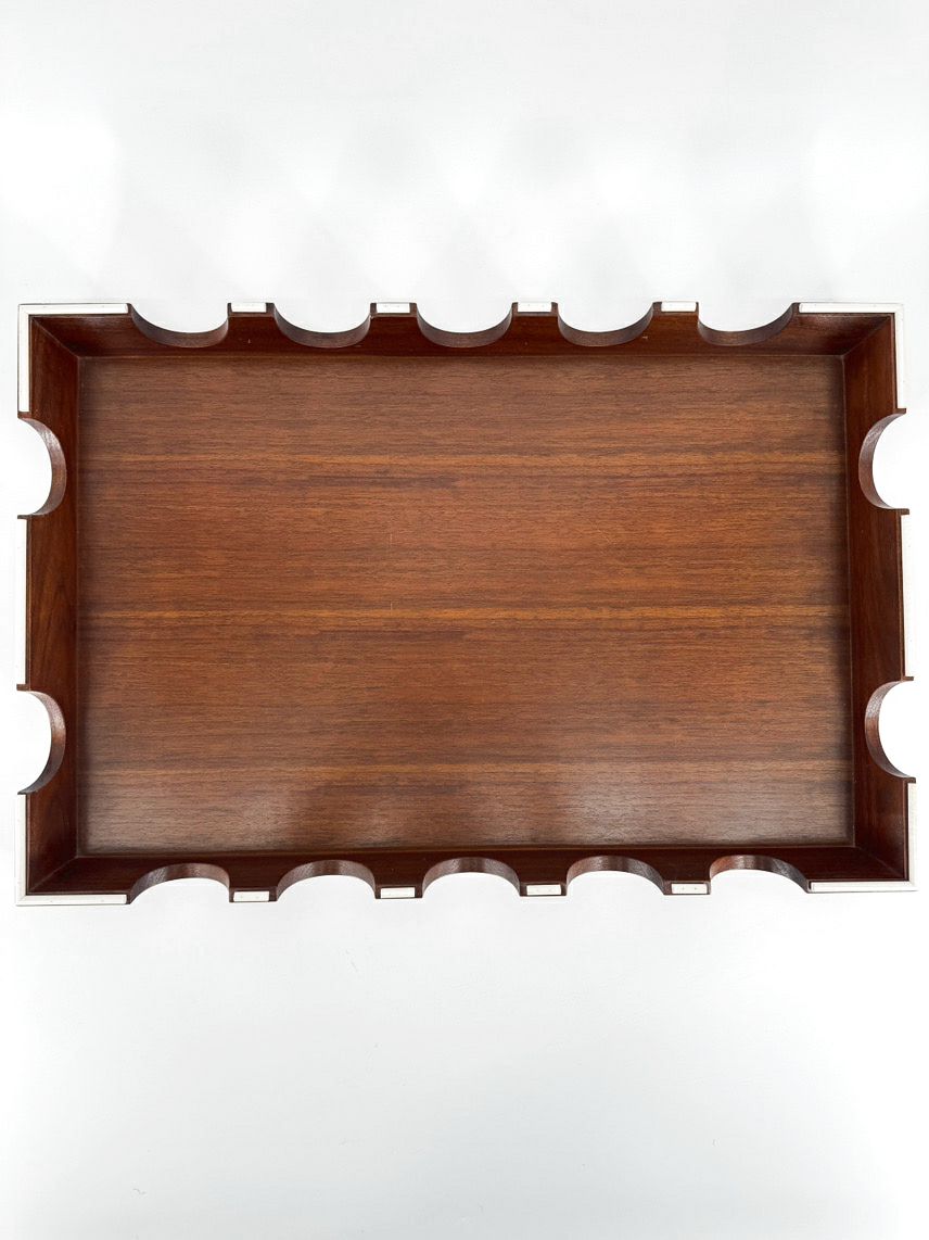 Brown & White Wood Scallop Edge Tray