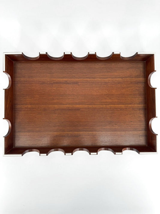 Brown & White Wood Scallop Edge Tray
