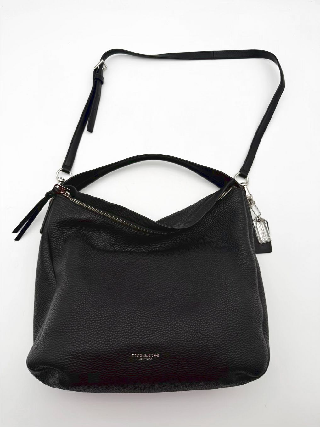 COACH Black Leather Hobo Bag
