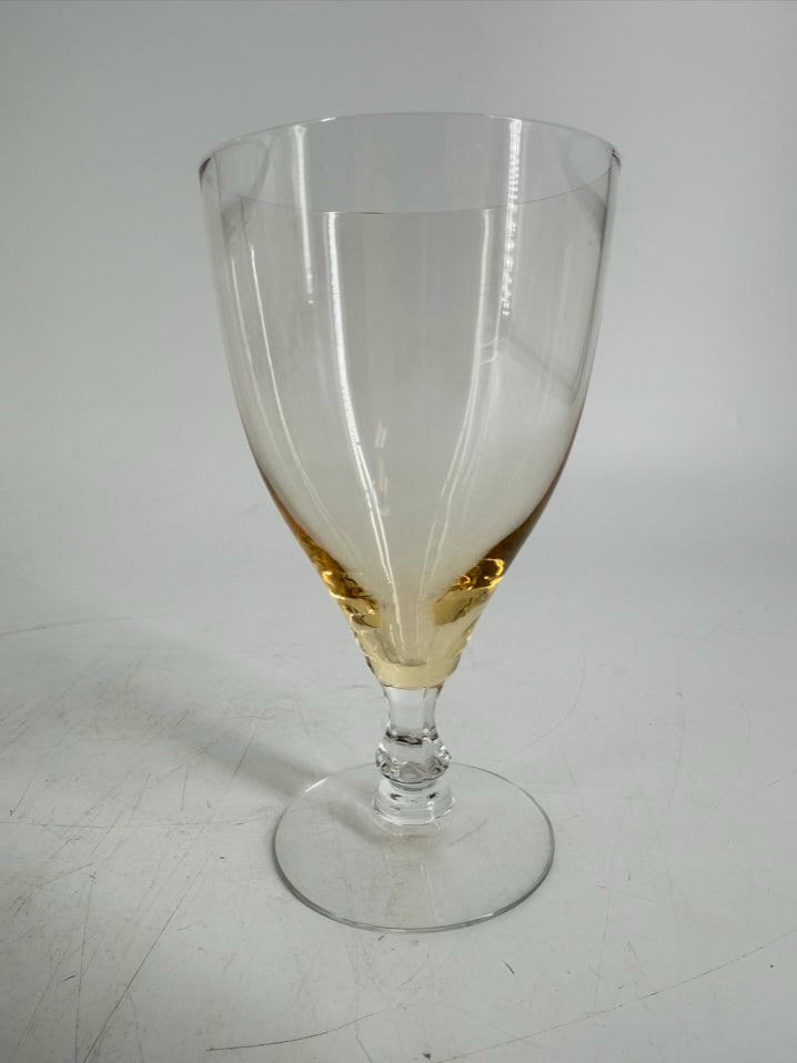 VINTAGE FOSTORIA Crystal Vogue Gold Tint Set of 8 Water Goblets