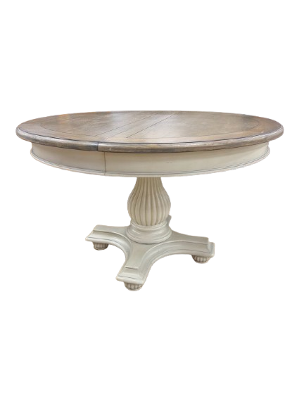Cream & Tan Pedestal Dining Table