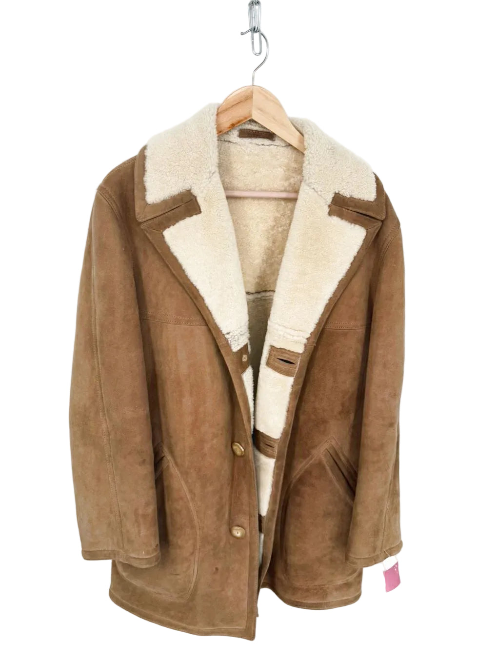 SAWYER OF NAPA Men's Size 40 Tan & Beige Shearling Suede Coat