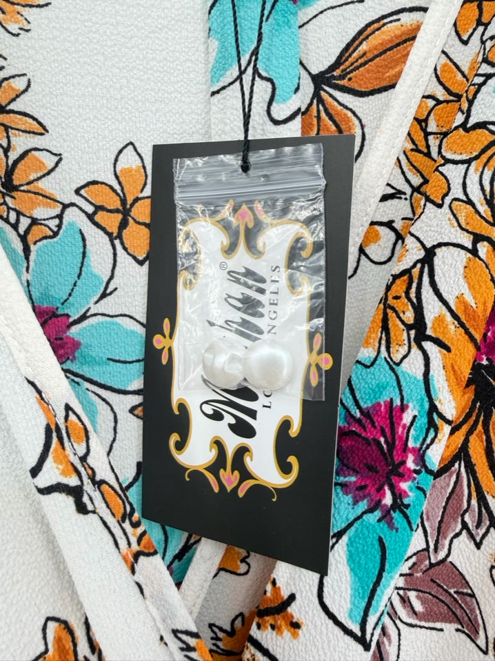 MEGHAN LOS ANGELES Size M Bone Print Floral Maxi-Dress NWT