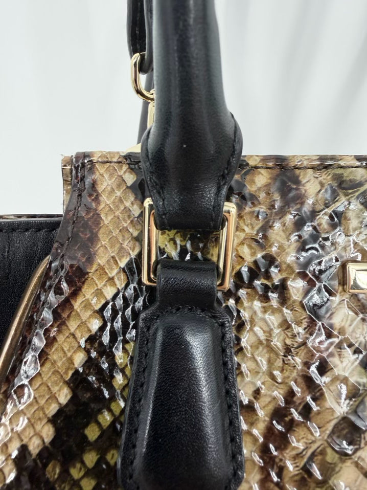 BRAHMIN Black & Brown Leather Embossed Purse