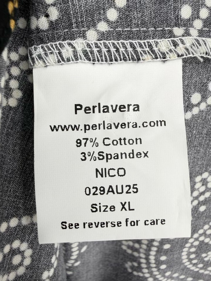 PERLAVERA Wmn's Size XL Black & Gold Paisley Midi-Dress NWT