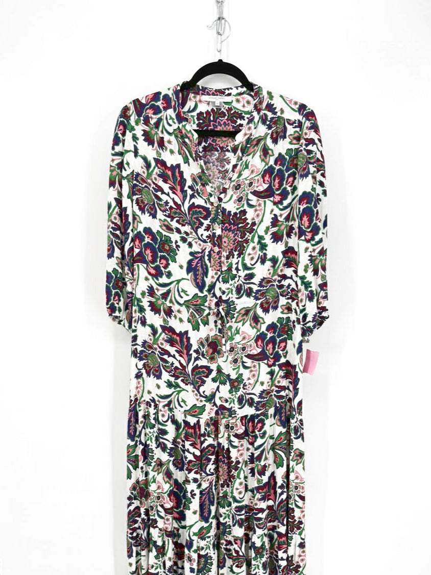 GERARD DAREL Size 42 Violet & Green Print Floral Maxi-Dress