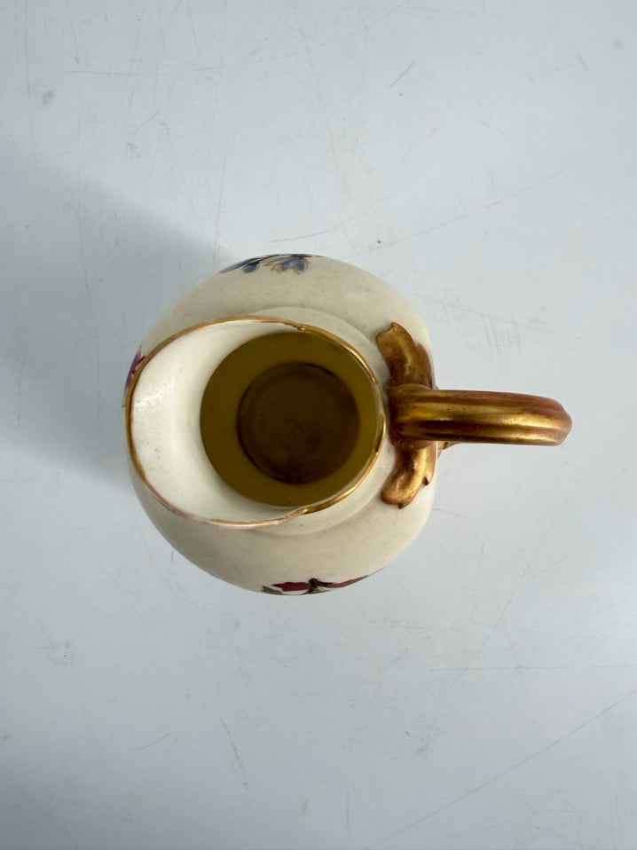 ROYAL WORCESTER Cream, Pink , Green & Yellow Flatback Pitcher