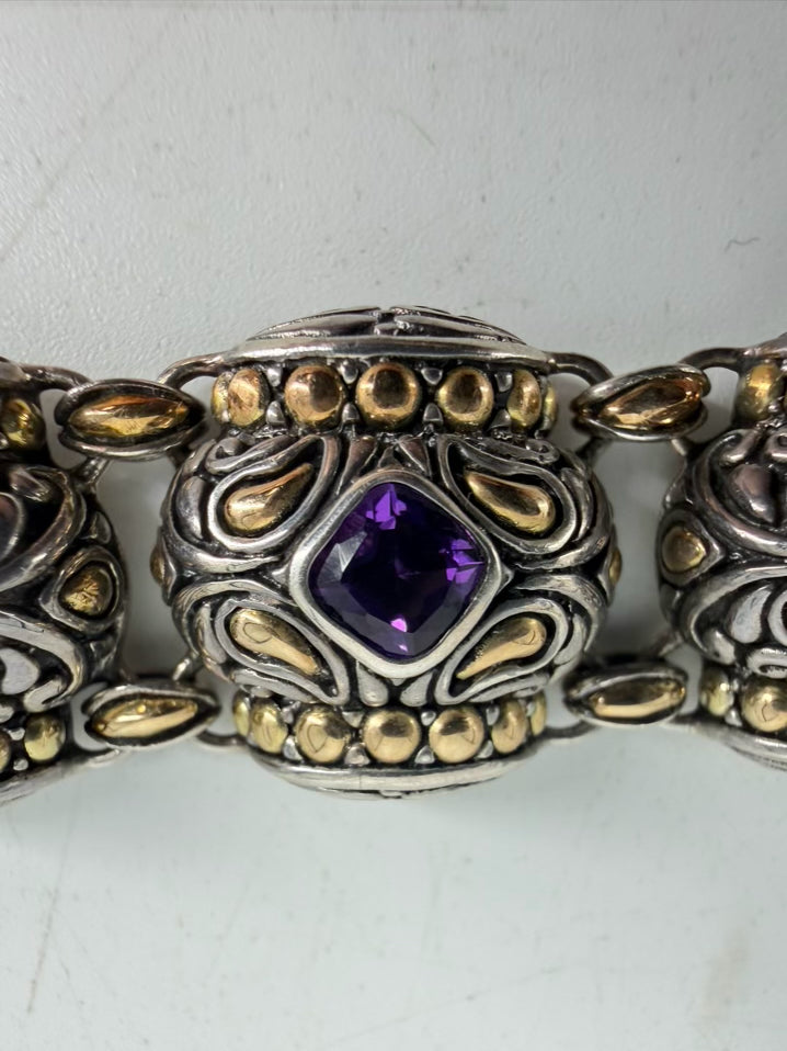 BENHAM STERLING SILVER & 18K Amethyst Bracelet