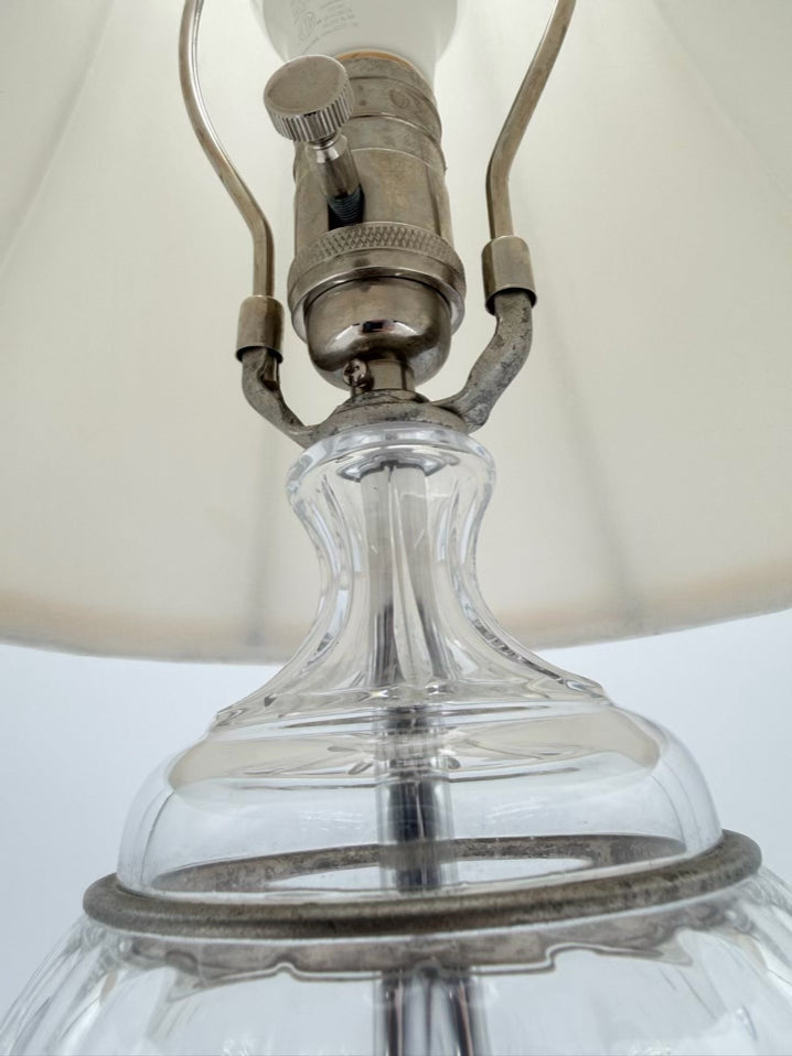 SCHONBEK Crystal Lamp & Shade w/ Silver Plated Feet