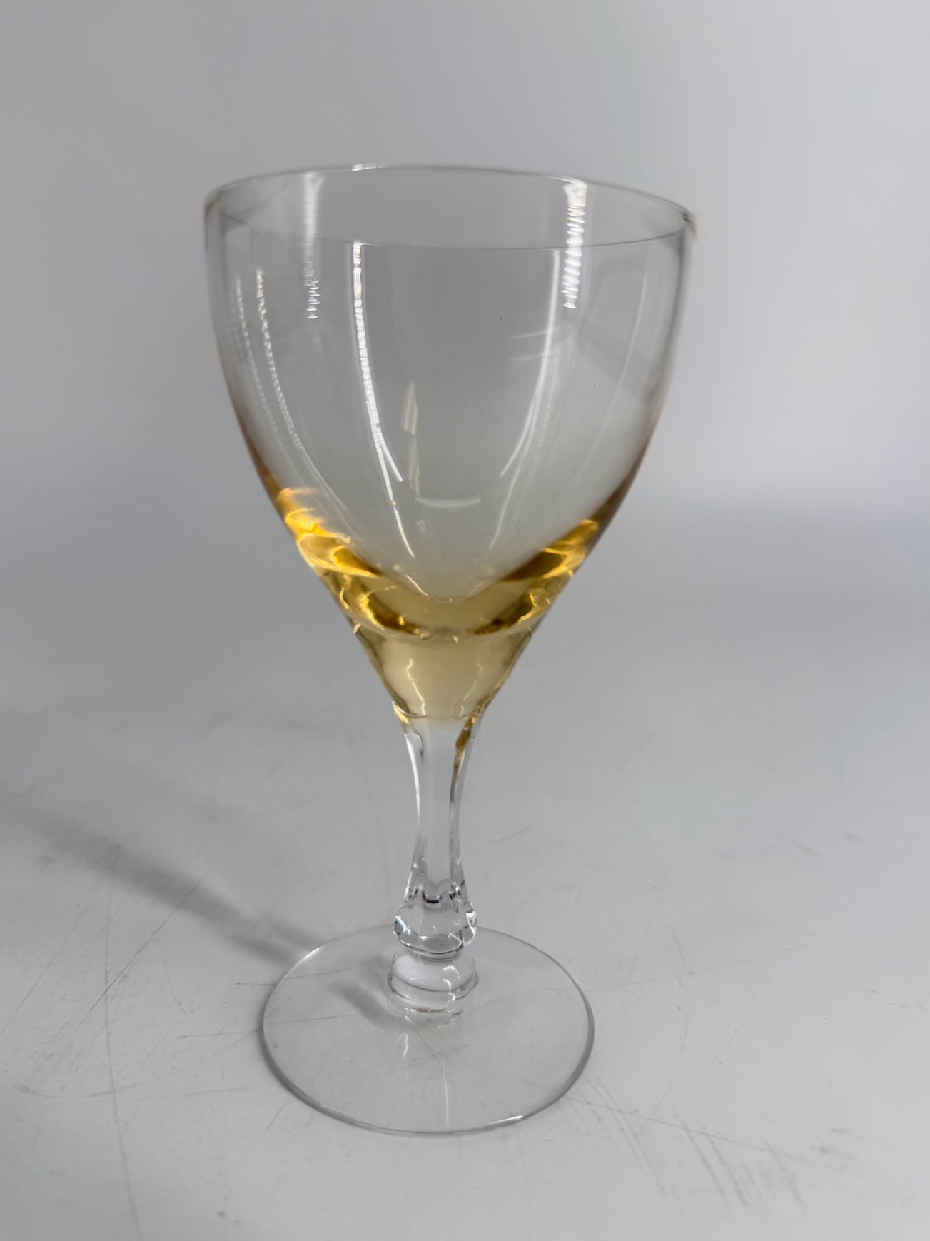 VINTAGE FOSTORIA Crystal Vogue Gold Tint Set of 8 Sherry Glasses