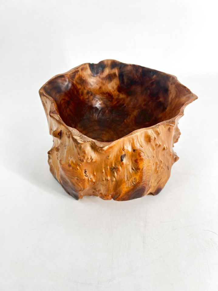 Brown Wood Carved Bowl
