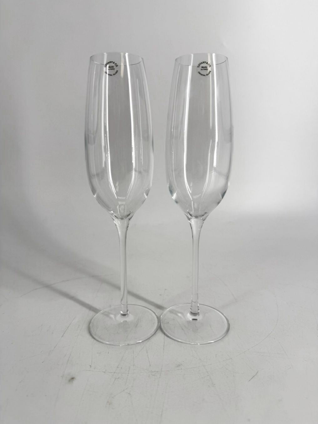 TIFFANY & CO. Clear Crystal Pair Of Champagne Flutes
