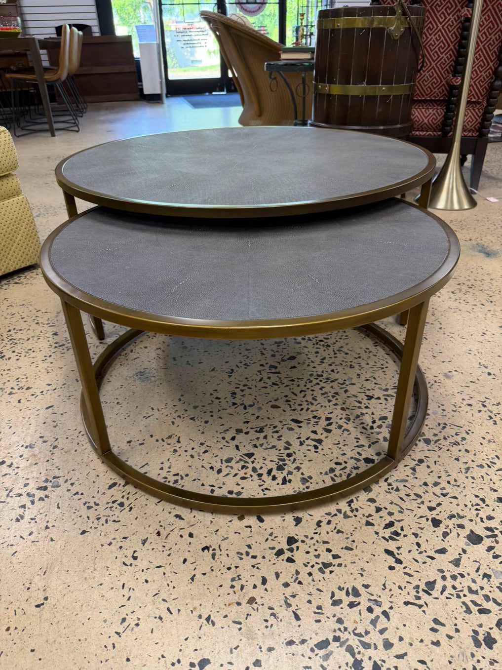 FOUR HANDS Gold & Gray Metal Nesting Coffee Tables